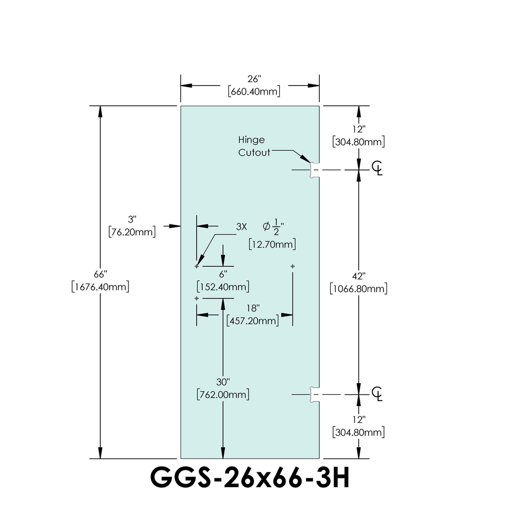 SD26-3H] Shower Stock Glass - 6