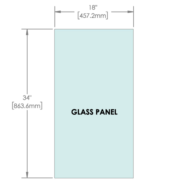 Panneau de verre de garde-corps de 1/2" (12 mm) - Hauteur de 34" (toutes les tailles)