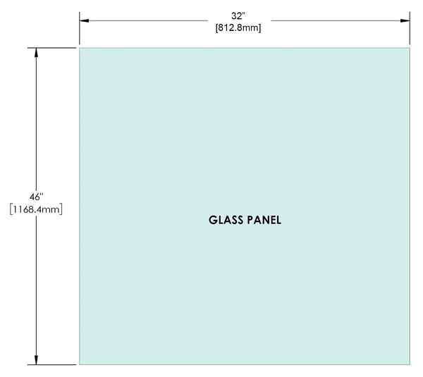 Panneau de verre de garde-corps de 1/2" (12 mm) - Hauteur de 46" (toutes les tailles)