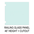 1/2" (12mm) Railing Glass Panel - 46" Height with HULK Series Hydraulic Hinge Cutouts (ALL SIZES)