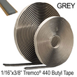 Ruban GRIS architectural en butyle Tremco 440 1/16"X3/8" (50FT)