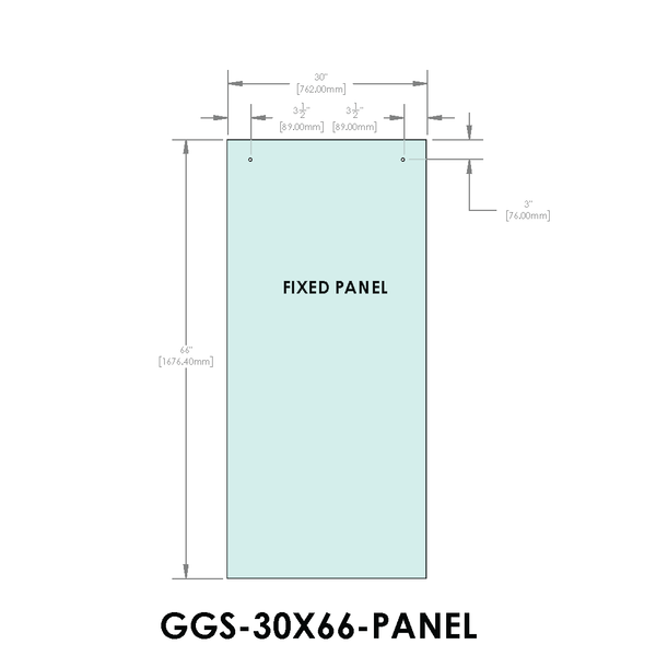 Porte standard pour ensembles coulissants, série Tranquility, 30" x 66", panneau fixe