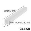 Blocs de réglage transparents (1/4", 5/32", 1/8", 1/16") (longueur 2" et 6")