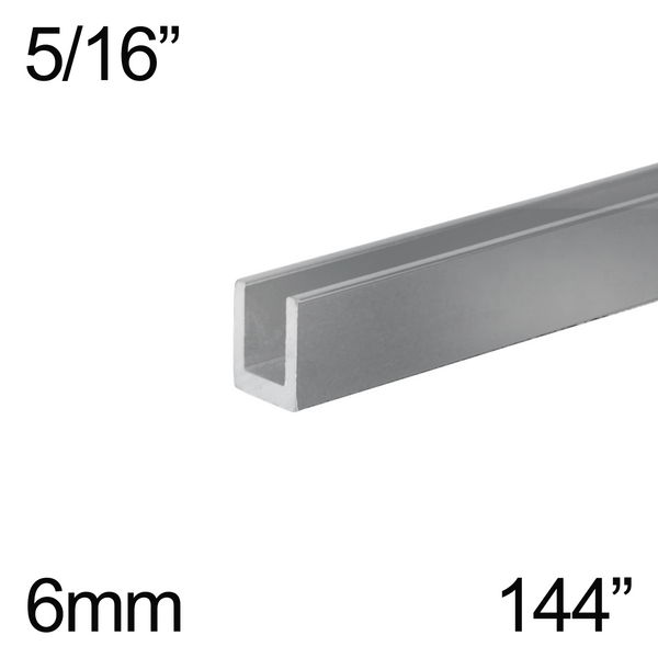 Canal de douche en U de 5/16" de hauteur (6 mm / 144" - CH, BN, MBL)