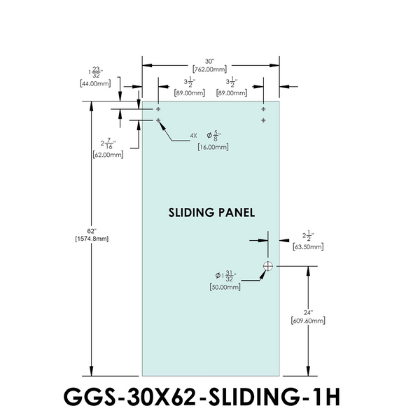 Stock Door for Sliding Kits - Tranquility Series - 30" x 62" - 1 Hole - Sliding Panel
