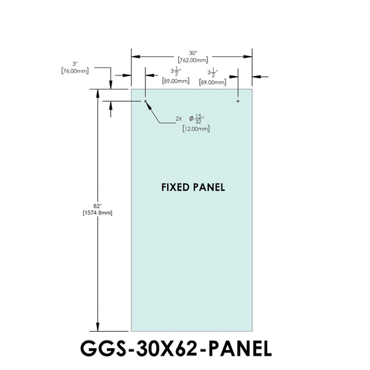 Porte standard pour ensembles coulissants, série Tranquility, 30" x 62", panneau fixe