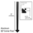 Architectural Aluminum Post - Modern Elegance Series - 50" Base Height - ALL IN ONE - Inline / Corner / End- Square (MB)