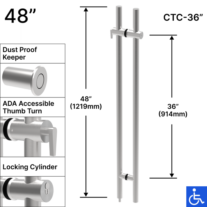 [LOCKLP48] Ladder Pull - 48" ADA Locking - Back to Back