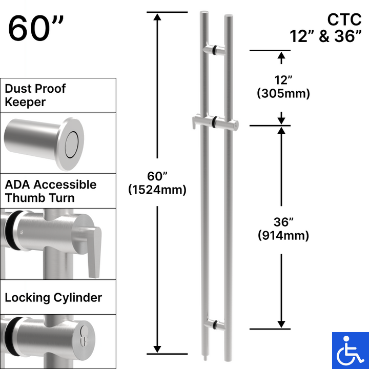 [LOCKLP60] Ladder Pull - 60" ADA Locking - Back to Back