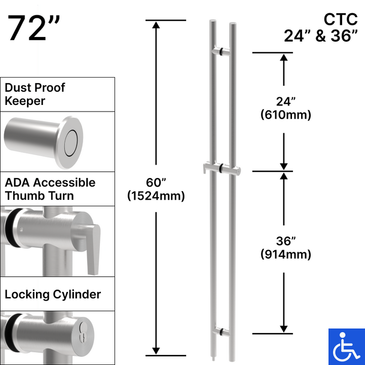 [LOCKLP72] Ladder Pull - 72" ADA Locking Ladder Pull - Back to Back