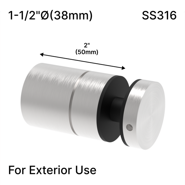 [ADJ12M1.5X2] Entretoise réglable 12M - Hauteur de base 1-1/2" x 2" - Acier inoxydable 316