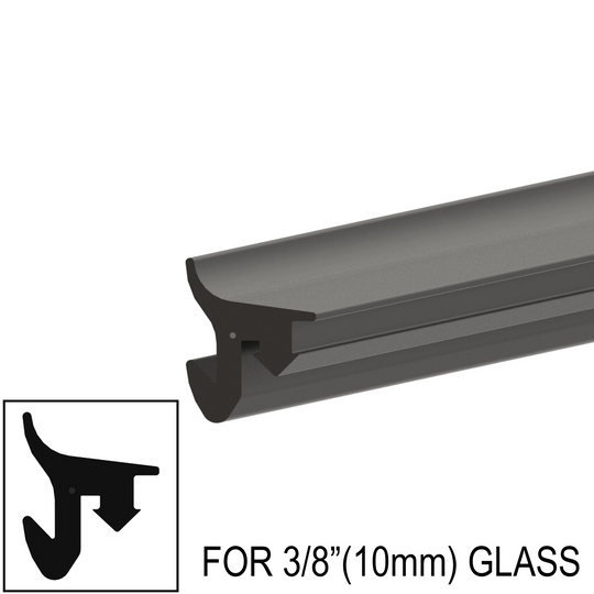 [ARUB10] Commercial U-Channel - Architectural Roll-In Gasket for 3/8" (10mm) Glass (100- Length Roll)