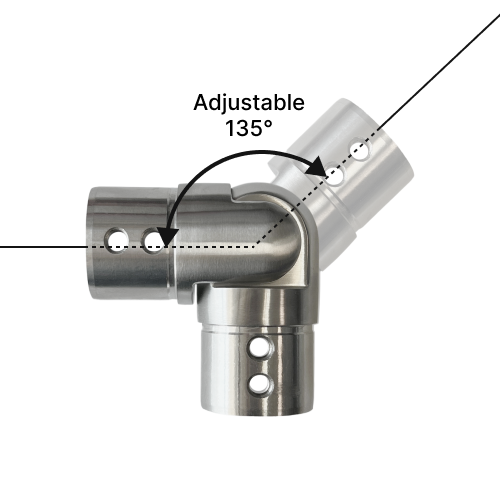 [CE42.4] Elbow For 42.4mm Caprail - Adjustable Horizontal (BS, MBL)
