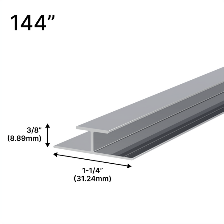 [DIV144] Mirror L & J Channels - Aluminum Divider Bar - 144" Length