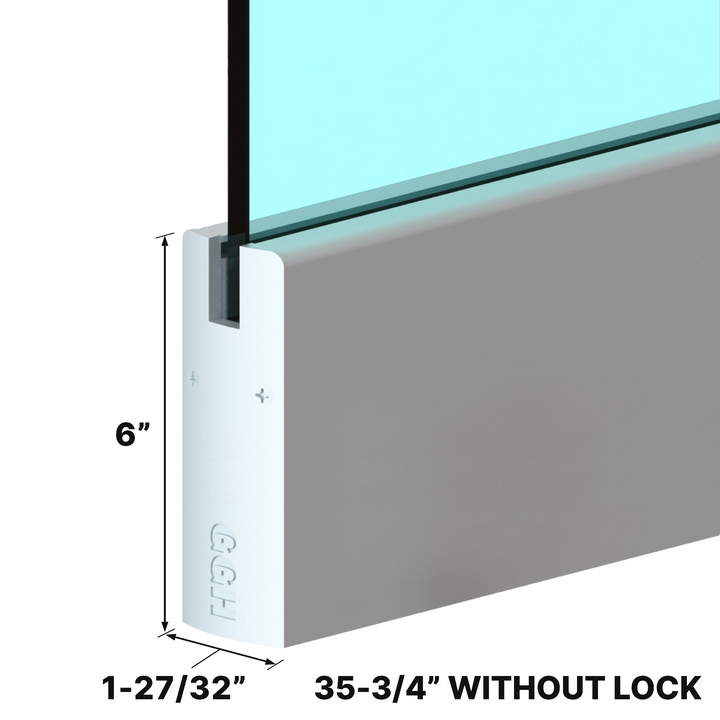 [DLUX6D35] DLUX 6" Door Rail - 35-3/4" Length - Without Lock