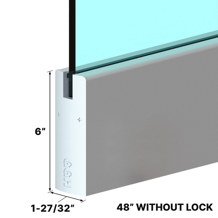 [DLUX6D48] DLUX 6" Door Rail - 48" Length - Without Lock