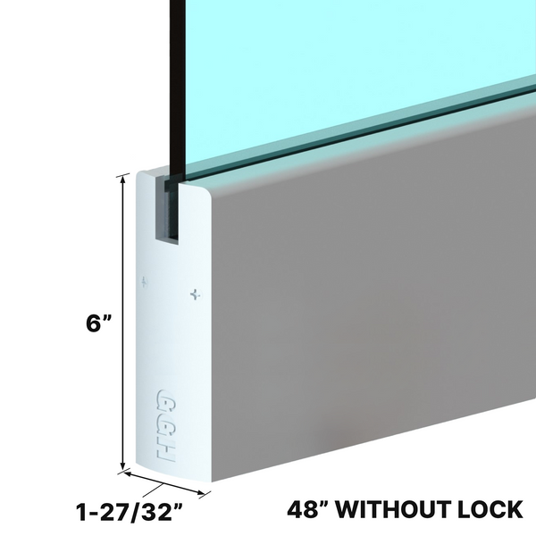 [DLUX6D] Rail de porte DLUX 6" - Longueur 48" - Sans serrure (SA, MBL, BSS)