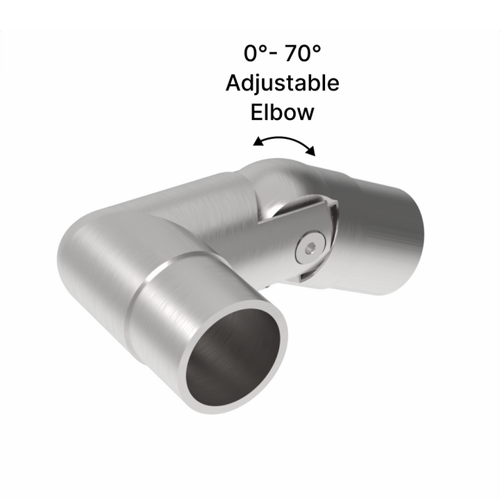[E42.4ADJR] Coude pour main courante ronde de 42,4 mm - Réglable à droite