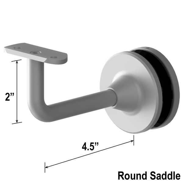 [EXTHRB4.5GM] Handrail Brackets - Extendable 4-1/2" Length w/ Flat Saddle - Glass Mount