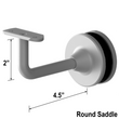 [EXTHRB] Extendable Handrail Bracket - Glass Mount - 4-1/2" Length w/ Round Saddle (BS, MBL)