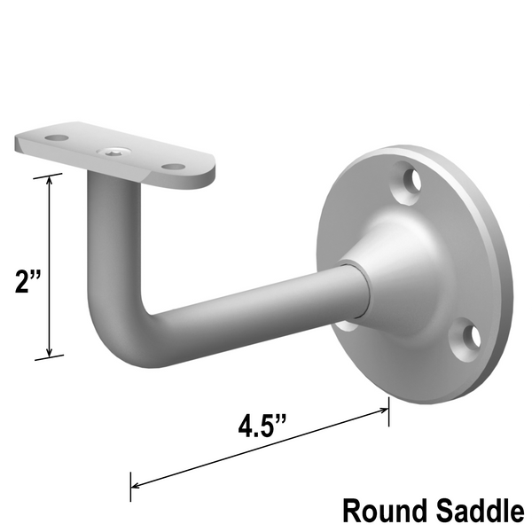 [EXTHRB] Extendable Handrail Bracket - Wall Mount - 4-1/2" Length w/ Round Saddle (BS, MBL)