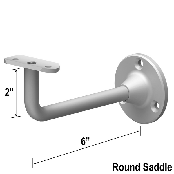 [EXTHRB] Extendable Handrail Bracket - Wall Mount - 6" Length w/ Round Saddle (BS, MBL)