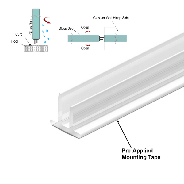 Vinyl - 'Double Fin' Gap Seal for Glass (95") - Ultra Clear