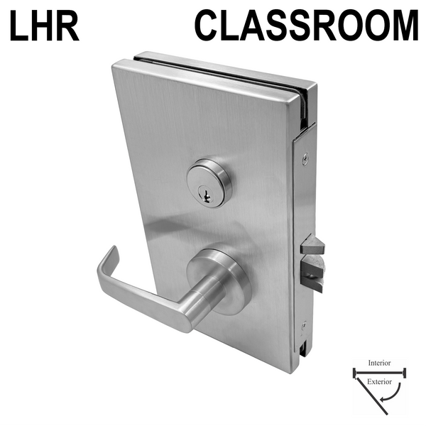 [GDLCC] Serrure centrale en verre – Version salle de classe – Ouverture extérieure, main gauche – LHR (BS, MBL, PS)