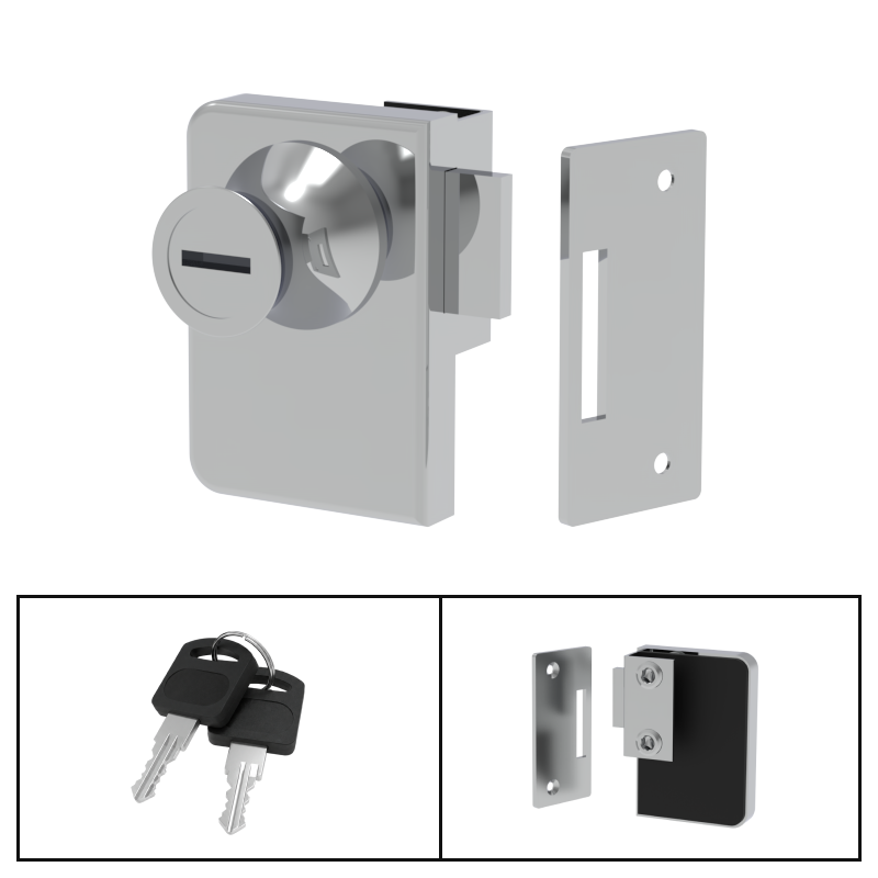 2-Pack Glass Door Locks With Key For Sliding Display Cases & Jewelry Cabinets (Fits Glass Thickness 0.12-0.23 Inch) - View #4