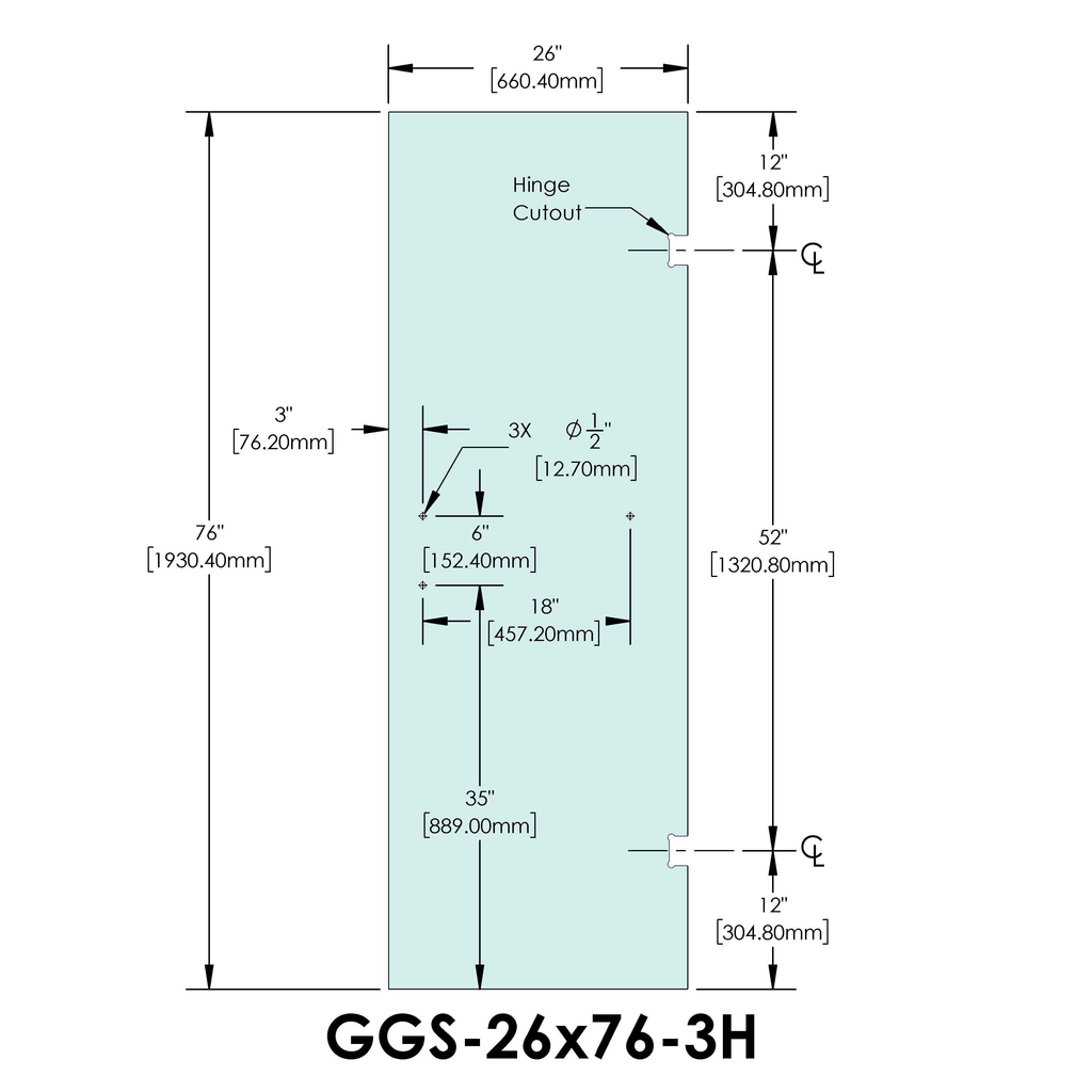 SD26-3H] Shower Stock Glass - 6