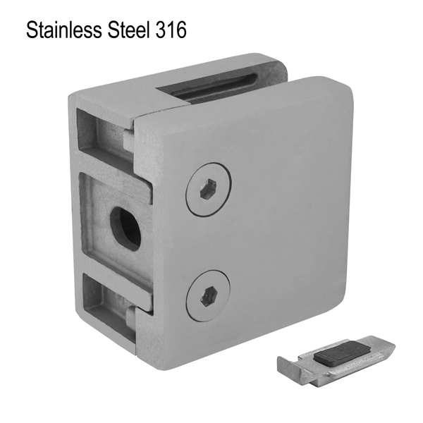 [SCLAM] Square CLAM Series Railing Clamp - 55x55mm - Flat Back (BS, PS, MBL)