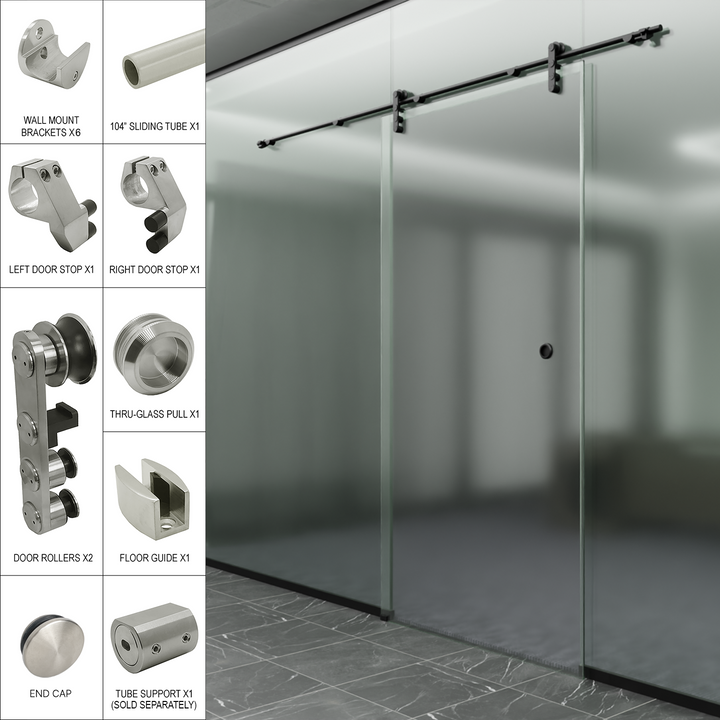 [LAGGM108] Commercial Sliding Door Kit - Glass Mount