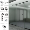 [LAGGM108] Kit pour porte coulissante commerciale - Montage sur verre - Acier inoxydable brossé