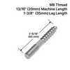 [HB114212] Boulon à filetage machine 20 mm / filetage tire-fond 35 mm (longueur 65 mm) - x1 Inox