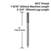 [HB12X6] Boulon de suspension pour entretoise rigide - M12 x 6" - 6"-SS316
