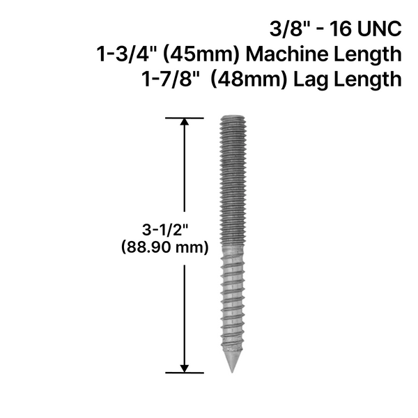 [HB38X3.5] Hanger Bolt for Solid Standoff - 3/8" X 3-1/2"