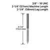 [HB38X4.5] Boulon de suspension pour entretoise rigide - 3/8" x 4-1/2" - 4,5"-SS316