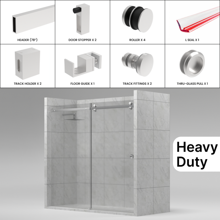 [HDTQ78] Shower Sliding Door Kit - Tranquility Series - Heavy Duty