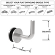 [HRB3X2] Support de main courante - Montage sur verre - 3X2" avec selle plate (BS, MBL)
