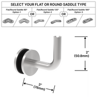 [HRB3X2GM] Handrail Bracket - Glass Mount - 3X2