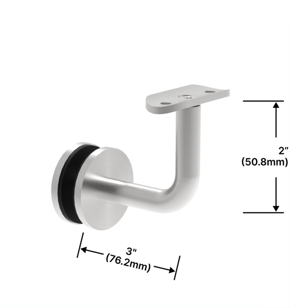 [HRB3X2GM] Handrail Brackets - 3X2" w/ Flat Saddle - Glass Mount