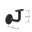 [HRB3X2WM] Handrail Bracket - Wall Mount - 3X2" w/ Flat or Round Saddle (BS, MBL)