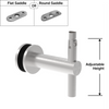 [HRBADJGM] Supports de main courante - Réglables avec support plat ou rond - Fixation sur verre - Acier inoxydable brossé