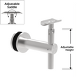 [HRBADJGM] Handrail Brackets - Adjustable w/ Round Saddle - Glass Mount (for PO only)
