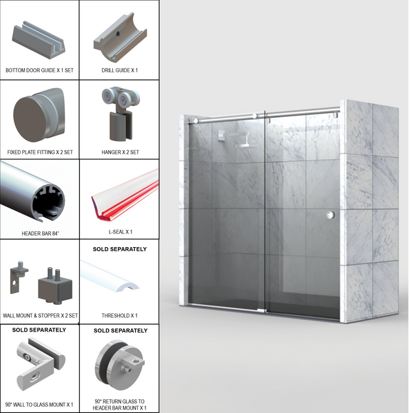 Shower Sliding Door Kits - Hydro Series (PS, BS, MBL, SB)