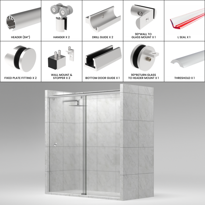 [HYDRO84] Shower Sliding Door Kit - Hydro Series