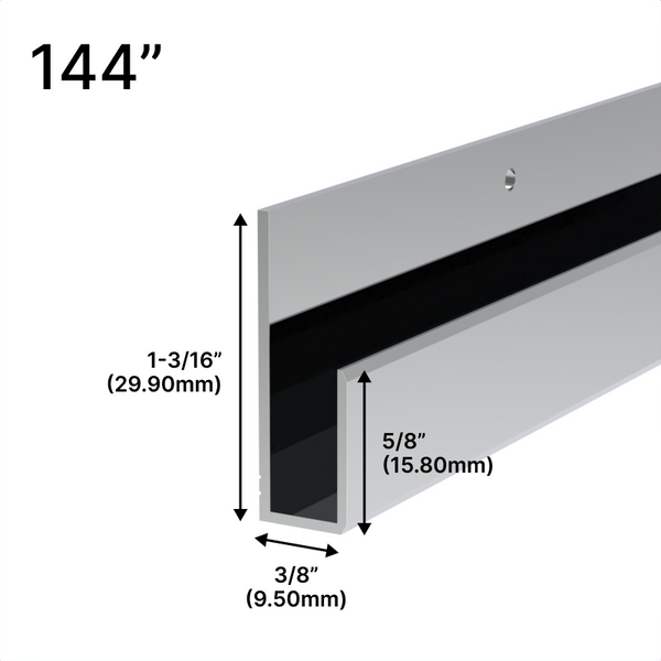 [JCD144] Profilés en J miroir - Moulure en J de 5/8 po - Profilé profond - Longueur de 144 po