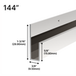 [JCD144] Profilés en J miroir - Moulure en J de 5/8 po - Profilé profond - Longueur de 144 po