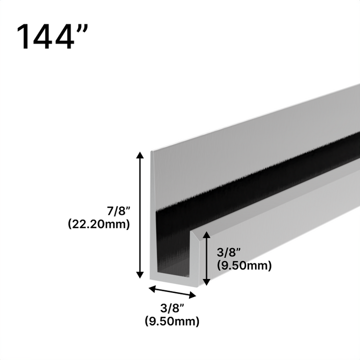 [JCS144] Mirror L & J-Channels - 1/4" J-Molding - Standard Profile - 144" Length