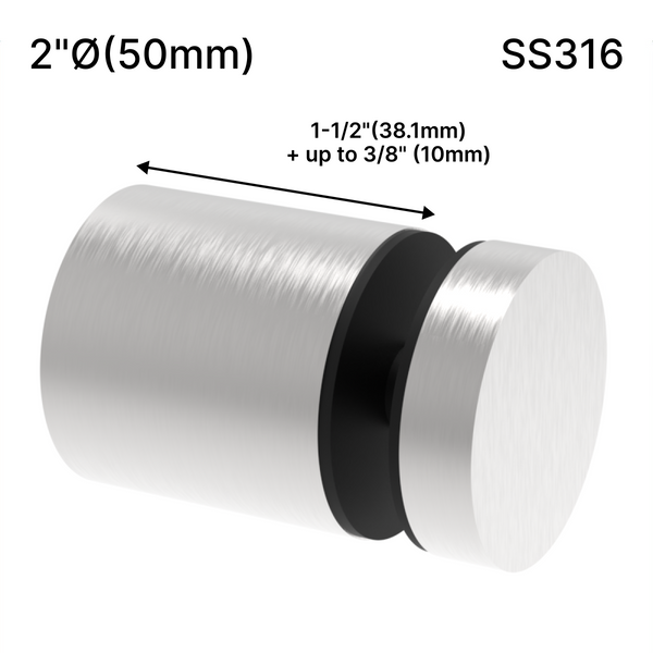 Entretoise réglable - Série J - 2" Ø˜ X 1-1/2" Hauteur de base - SS316 - Rond (BS, MB) - Non conçu